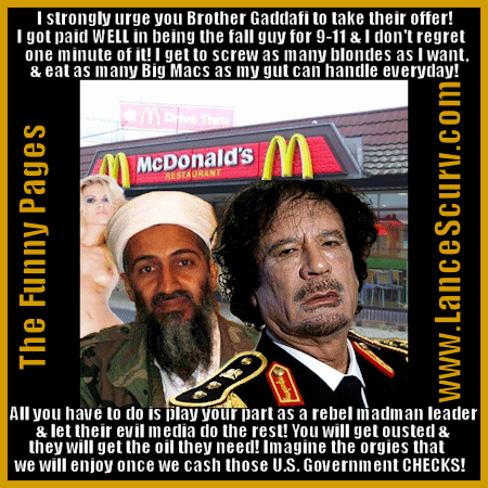 The Funny Pages - Osama Bin Laden & Muammar Gaddafi, Two Well Paid Fall Guys!